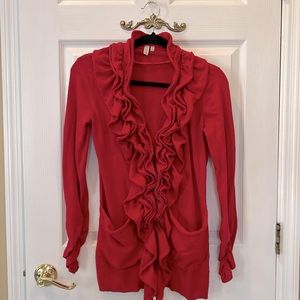 Madison ~ SZ S ~ Beautiful Red Cardigan ~ 5 eye hook closures